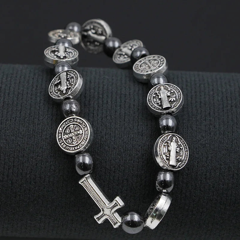 Saint Benedict Medal Bead Bracelet