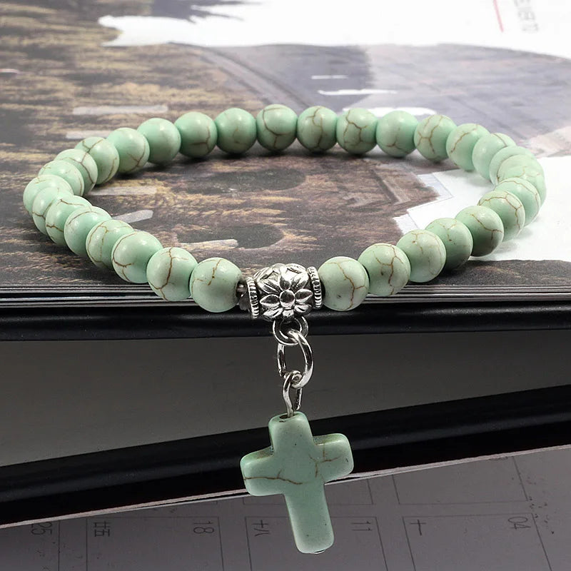 Marble Cross Bead Bracelet