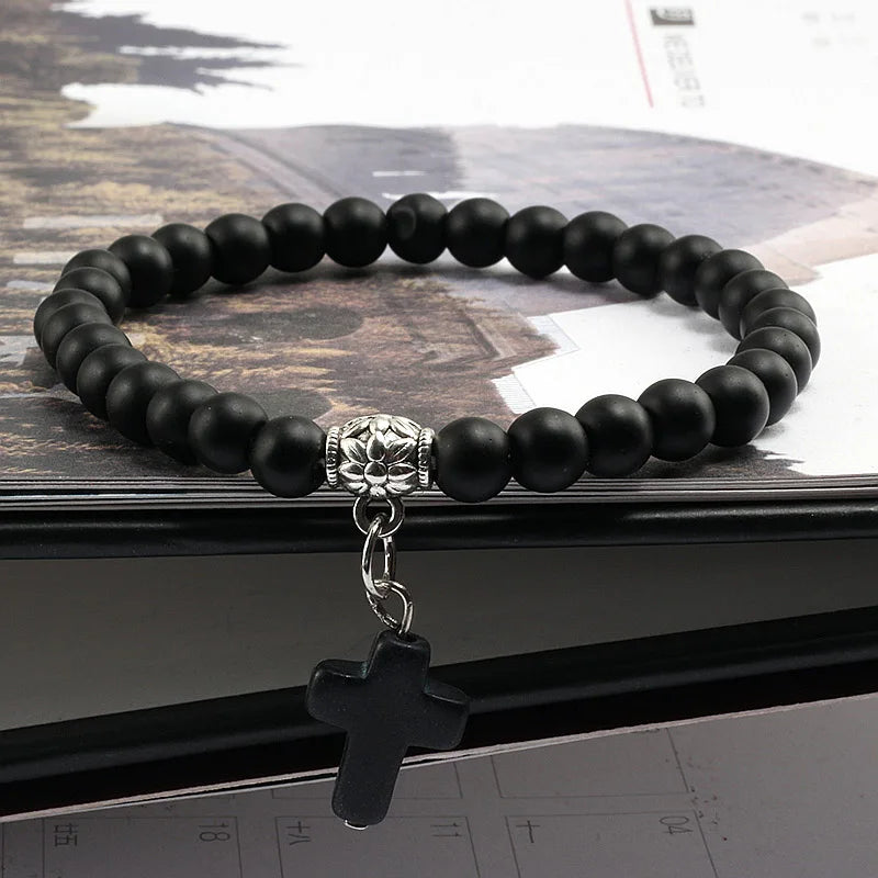 Marble Cross Bead Bracelet