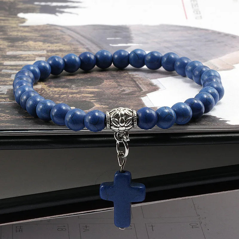 Marble Cross Bead Bracelet