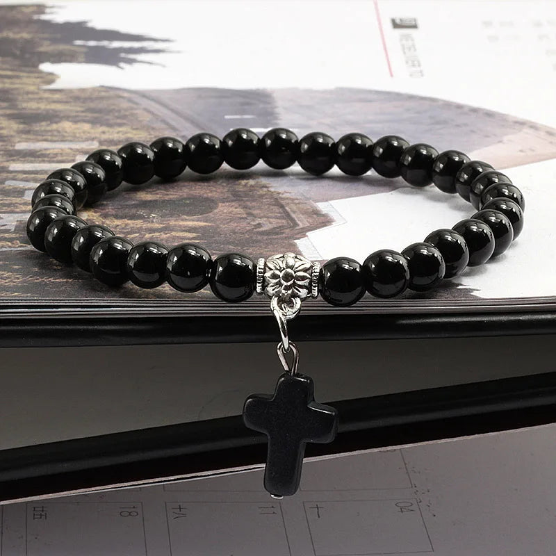 Marble Cross Bead Bracelet