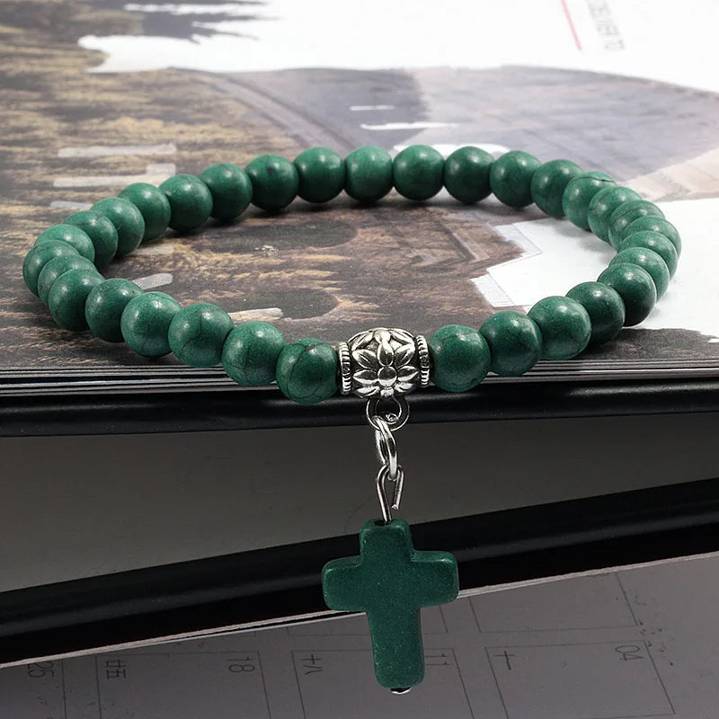 Marble Cross Bead Bracelet