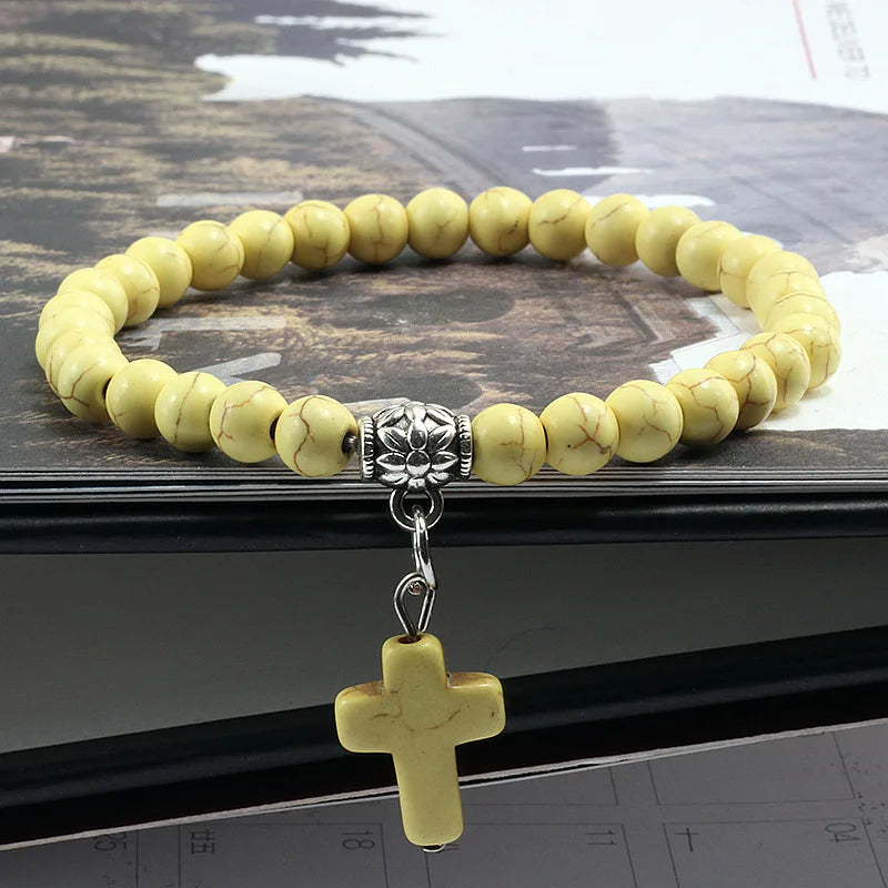 Marble Cross Bead Bracelet