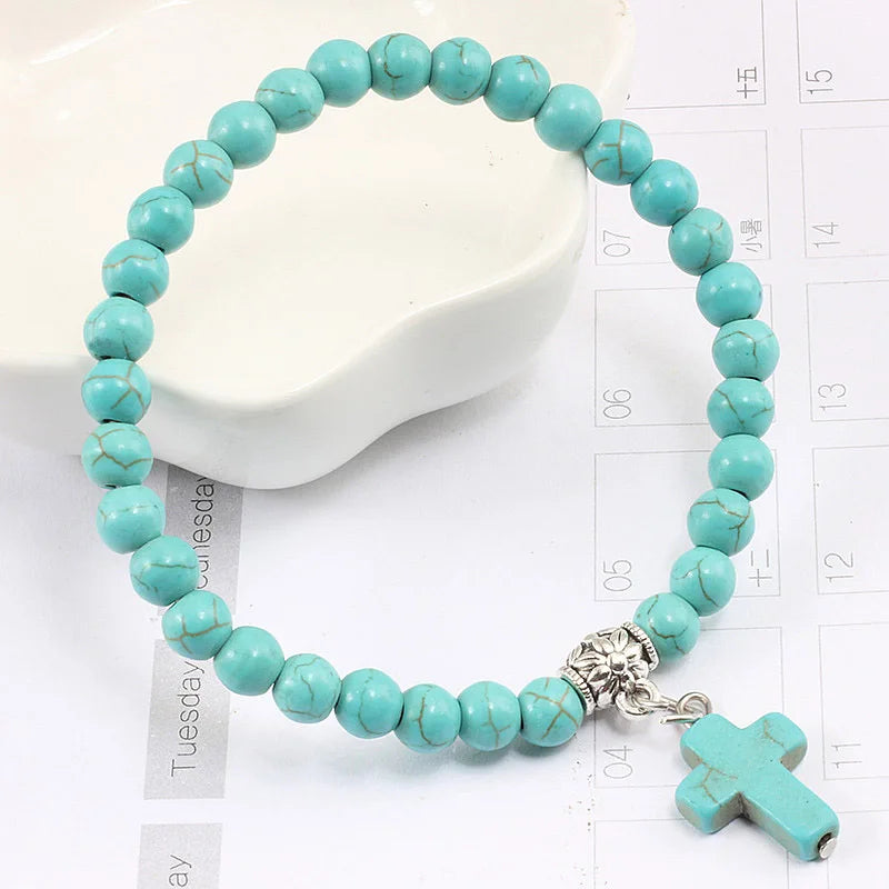 Marble Cross Bead Bracelet