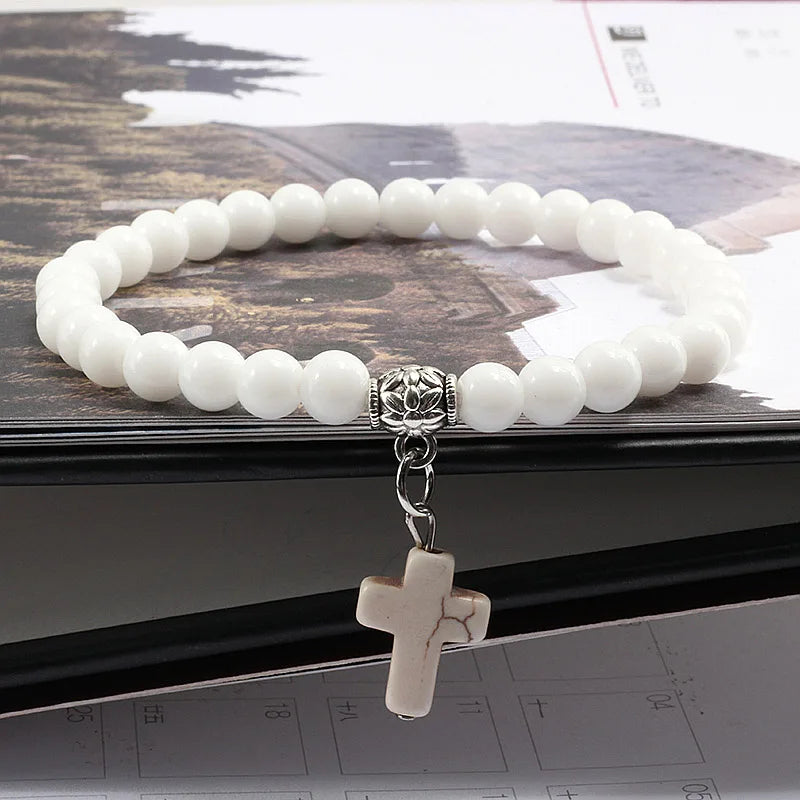 Marble Cross Bead Bracelet