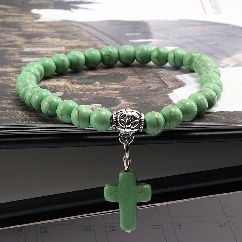 Marble Cross Bead Bracelet