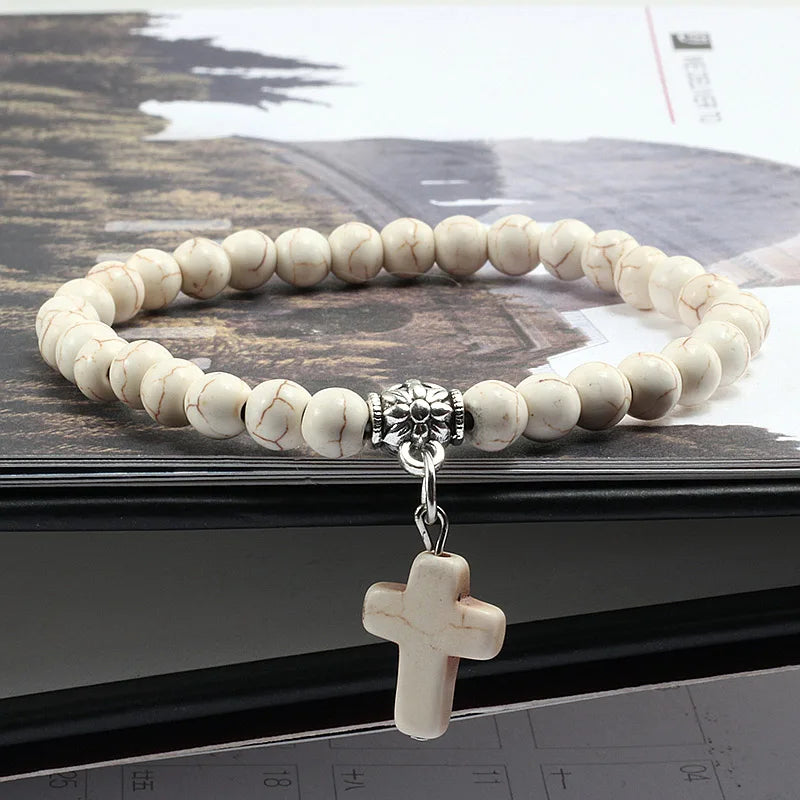 Marble Cross Bead Bracelet