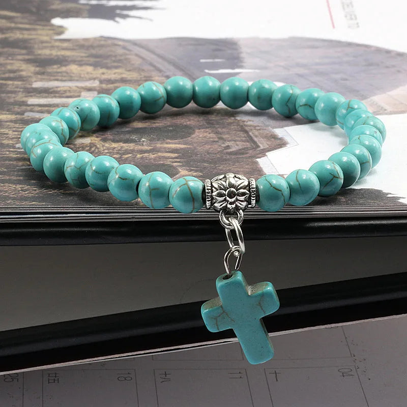 Marble Cross Bead Bracelet