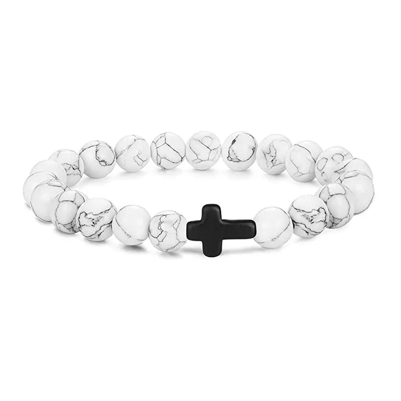 Black Cross Bead Bracelet