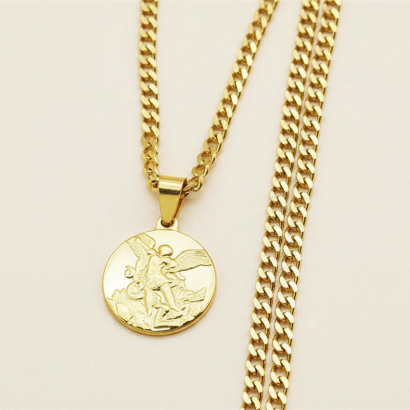 Saint Michael Coin Necklace