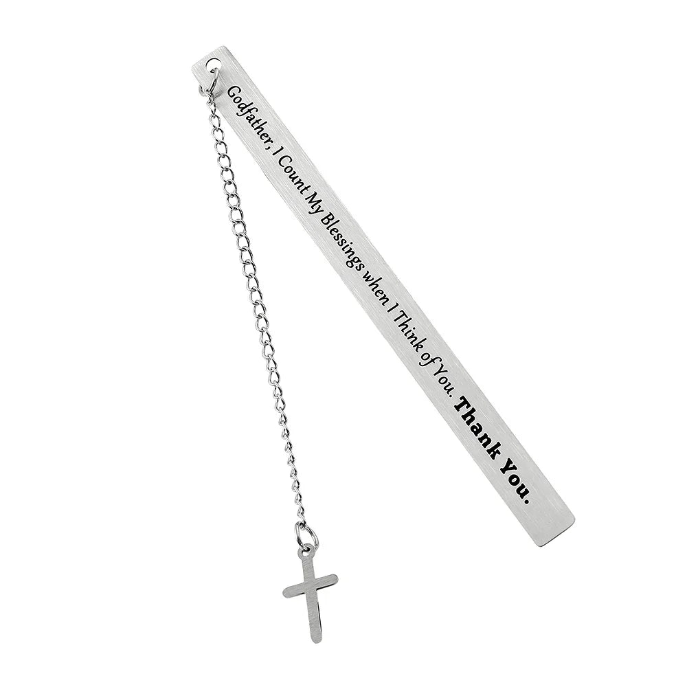 Metal Christian Scripture Bookmark with Cross Charm