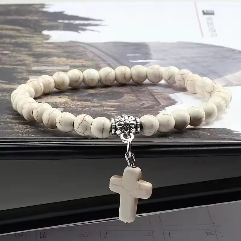 Marble Cross Bead Bracelet
