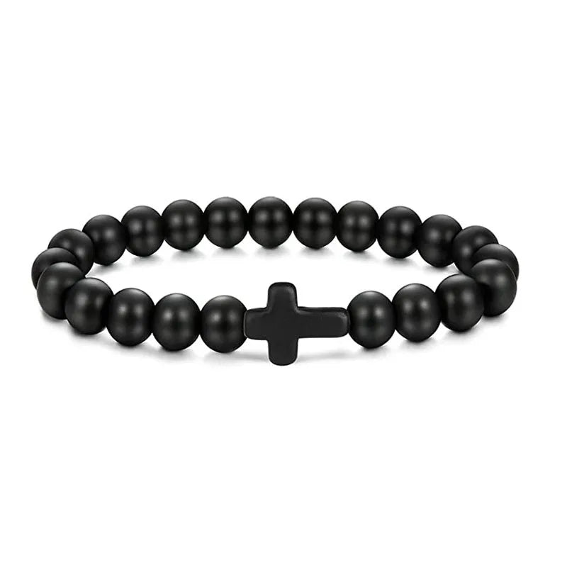 Black Cross Bead Bracelet