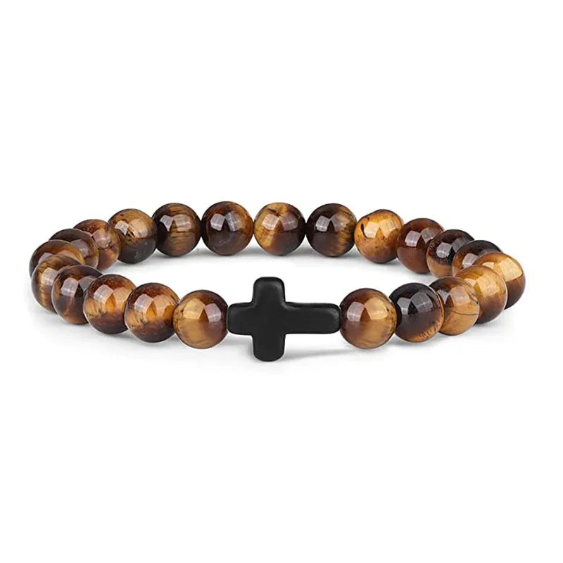 Black Cross Bead Bracelet