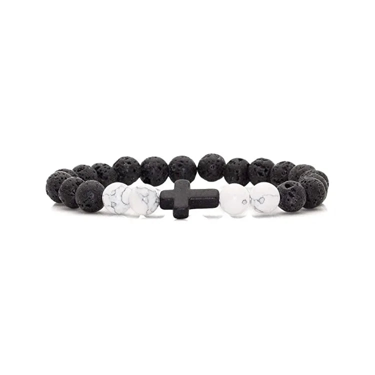 Black Cross Bead Bracelet