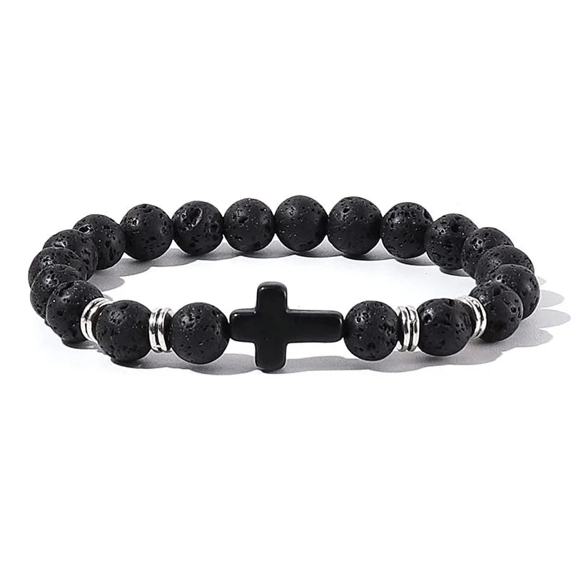 Black Cross Bead Bracelet