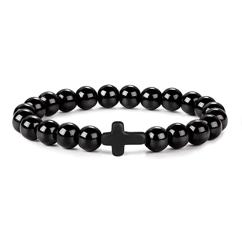 Black Cross Bead Bracelet